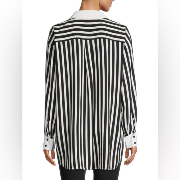 Karl Lagerfeld - Paris Stripes Hi Low Oversized Button Down Blouse Size Small - Picture 2 of 13